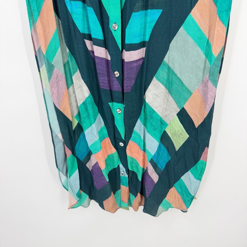 Mara Hoffman | Prism Kaleidoscope Technicolor Tribal Maxi Shirt Dress S - Picture 6 of 13